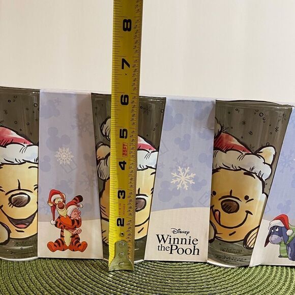 Disney Winnie the Pooh Christmas glasses set of 4 NWT - Picture 6 of 6